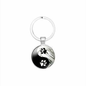 Yin Ying Taiji Animal Paws Key Chain, Black, White